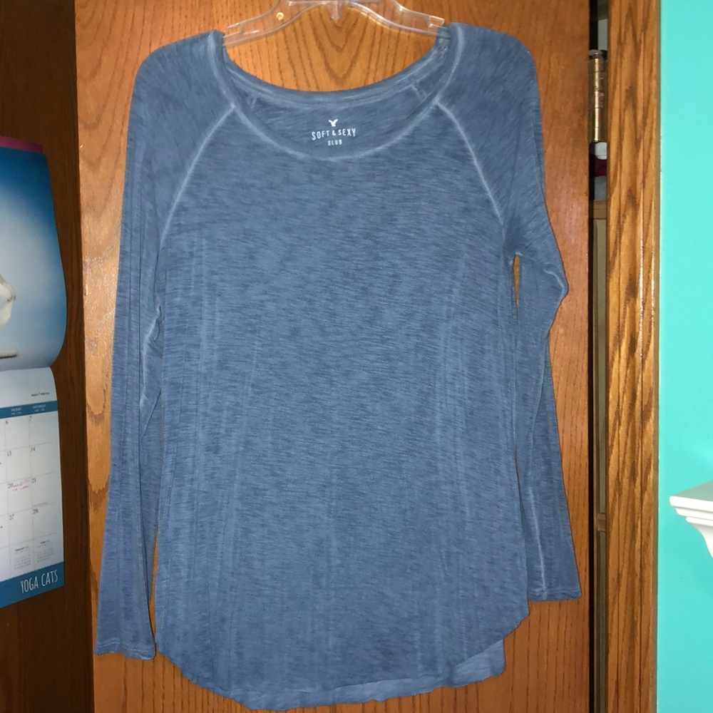 American Eagle soft denim blue long sleeve